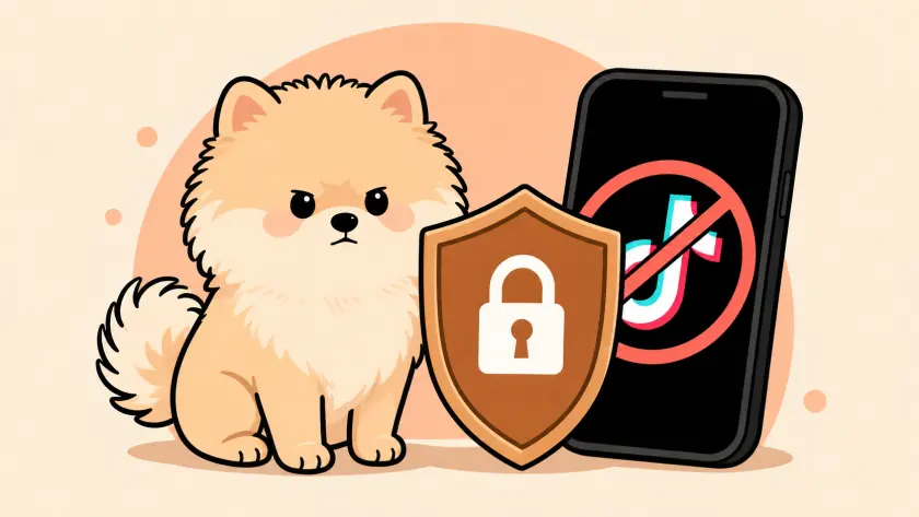 PuppyFocus puppy shielding an iPhone from TikTok