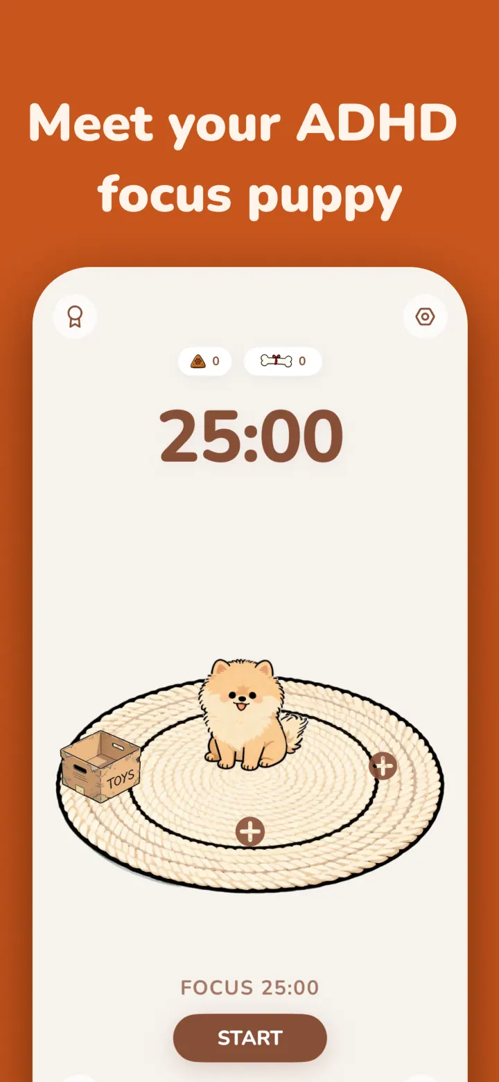 PuppyFocus virtual puppy Pomodoro timer home screen
